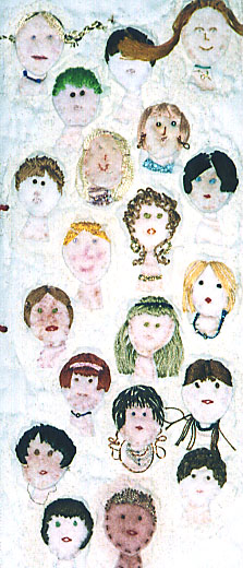 faces from the Chester Young Embroiderers sketchbook